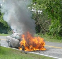 Если загорелся автомобиль
